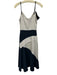 Adeam Size 2 White & Navy Blue Rayon Blend Stripe Spaghetti Strap V Neck Dress White & Navy Blue / 2