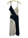 Adeam Size 2 White & Navy Blue Rayon Blend Stripe Spaghetti Strap V Neck Dress White & Navy Blue / 2