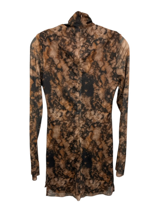 runaway Size 4 Brown & Black Polyester Blend Acid Splash Mesh Overlay Dress Brown & Black / 4