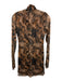 runaway Size 4 Brown & Black Polyester Blend Acid Splash Mesh Overlay Dress Brown & Black / 4