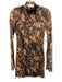 runaway Size 4 Brown & Black Polyester Blend Acid Splash Mesh Overlay Dress Brown & Black / 4
