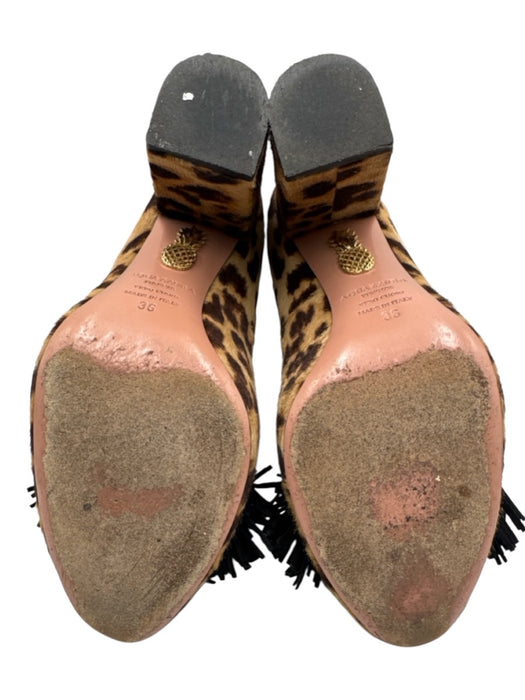 Aquazzura Shoe Size 36 Brown & Black Leather Upper Pony Hair Leopard Print Pumps Brown & Black / 36