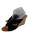 Christian Louboutin Shoe Size 41 / 10.5 Black & Tan Satin Raffia Wedge Shoes Black & Tan / 41 / 10.5