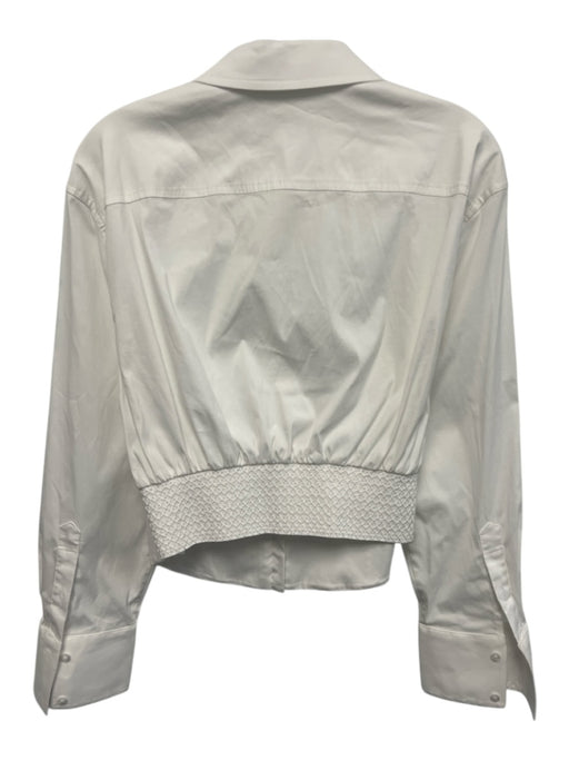 Alice + Olivia Size 12 White Cotton Blend Button Front Long Sleeve corset Top White / 12