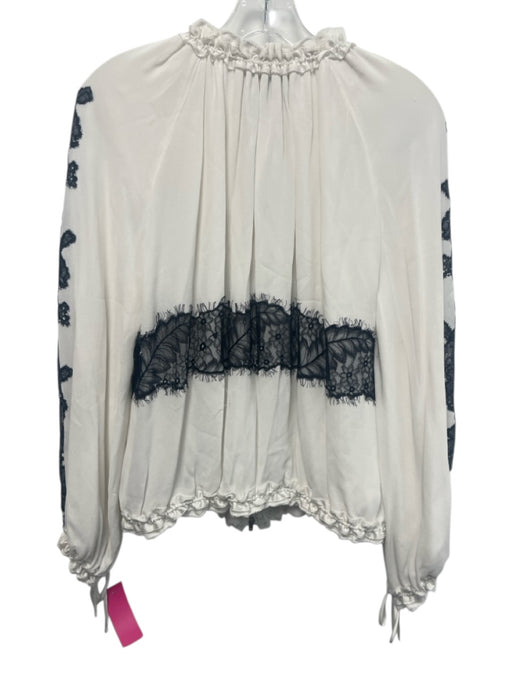3.1 Phillip Lim Size M White & Black Rayon Zip Front Mock Neck Jacket White & Black / M