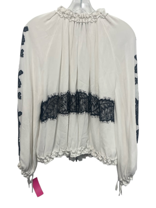 3.1 Phillip Lim Size M White & Black Rayon Zip Front Mock Neck Jacket White & Black / M