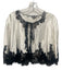 Alice + Olivia Size M White & Black Viscose Blend Lace Tie Front Satin Jacket White & Black / M