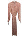Misa Size L Pink & Multi Rayon Blend Button Front Long Sleeve Tie Belt Dress Pink & Multi / L