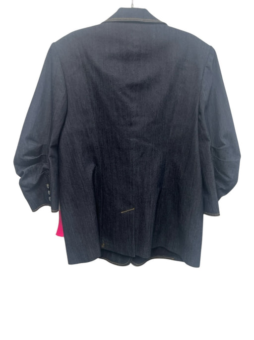 Cinq a Sept Size Est M Navy Cotton Blend Lapels One Button Long Sleeve Blazer Navy / Est M