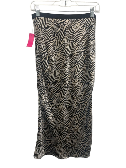 Cami NYC Size M Black & Tan Silk Elastic Waist Printed Maxi Skirt Black & Tan / M