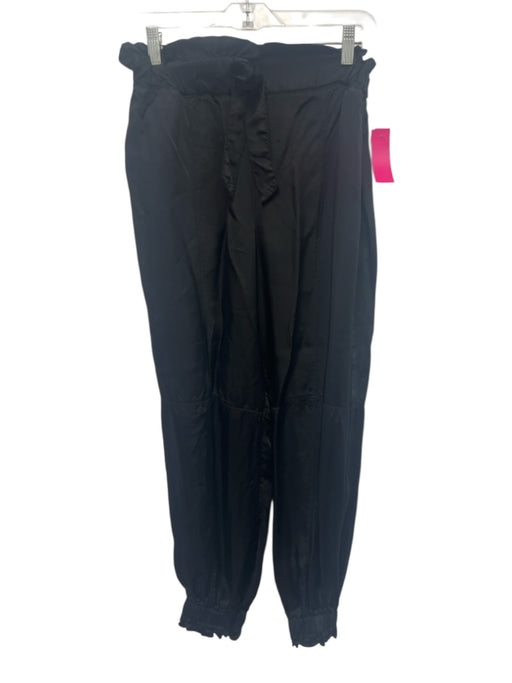 Cinq a Sept Size Est M Black Cupro Elastic Waist Pockets Bow Detail Pants Black / Est M