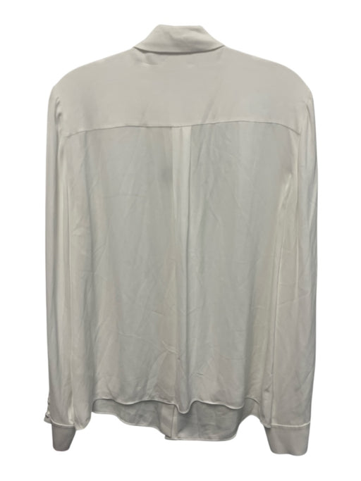Alice + Olivia Size L White Viscose Bedazzled Bow Detail Button Front Top White / L