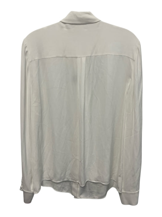 Alice + Olivia Size L White Viscose Bedazzled Bow Detail Button Front Top White / L