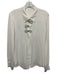 Alice + Olivia Size L White Viscose Bedazzled Bow Detail Button Front Top White / L