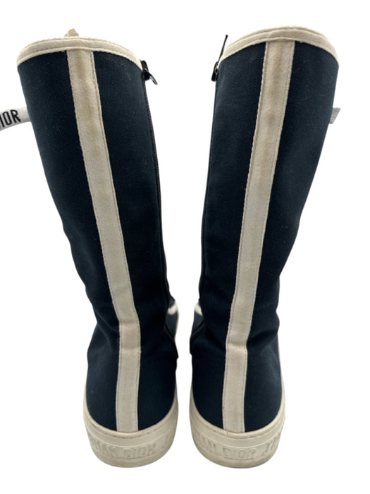 Christian Dior Shoe Size 39 Navy Canvas High Top lace up Rubber Outsole Shoes Navy / 39