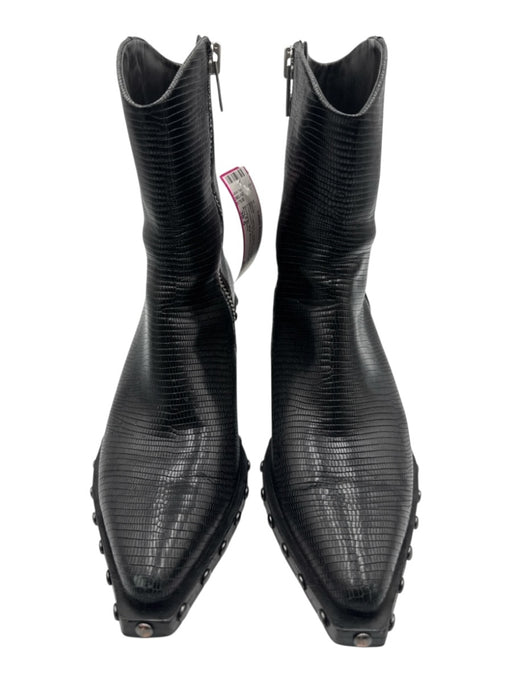 Rag & Bone Shoe Size 38.5 Black Calfskin Leather Lizard Embossed Wedge Boots Black / 38.5
