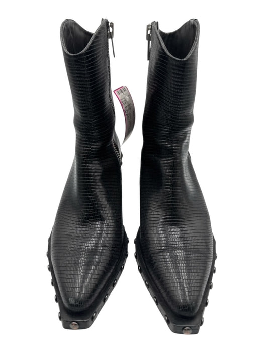 Rag & Bone Shoe Size 38.5 Black Calfskin Leather Lizard Embossed Wedge Boots Black / 38.5