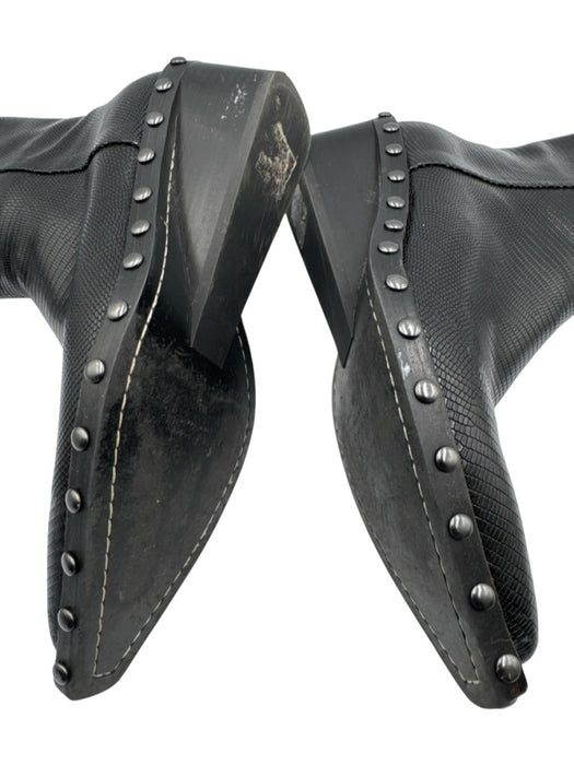 Rag & Bone Shoe Size 38.5 Black Calfskin Leather Lizard Embossed Wedge Boots Black / 38.5