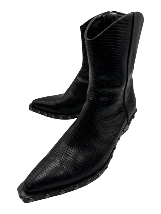 Rag & Bone Shoe Size 38.5 Black Calfskin Leather Lizard Embossed Wedge Boots Black / 38.5