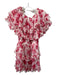 Misa Size XS Red & Pink Polyester Floral Ruffle Off Shoulder Elastic Waist Dress Red & Pink / XS