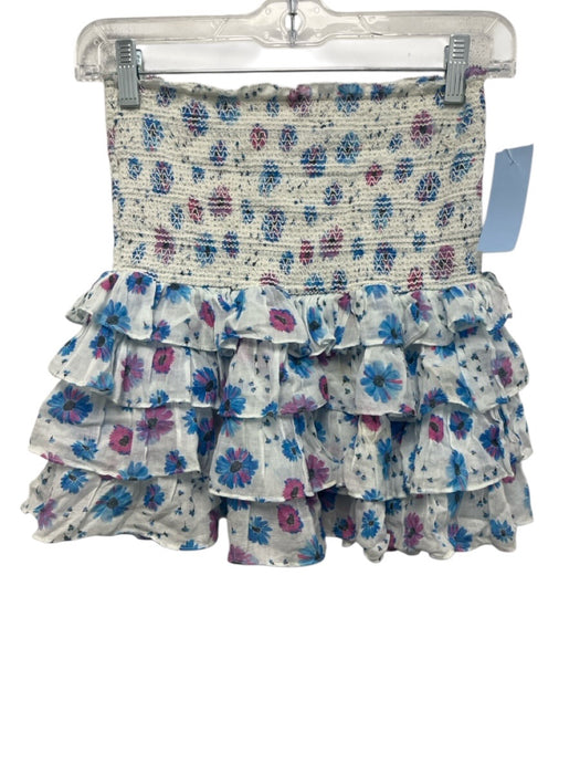 Loveshackfancy Size XS White, Blue, Purple Cotton Smocked Waist Band Skirt White, Blue, Purple / XS