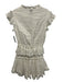 Misa Size XS White Cotton Ruffle Cap Sleeve Metallic Thread V Neck Midi Dress White / XS