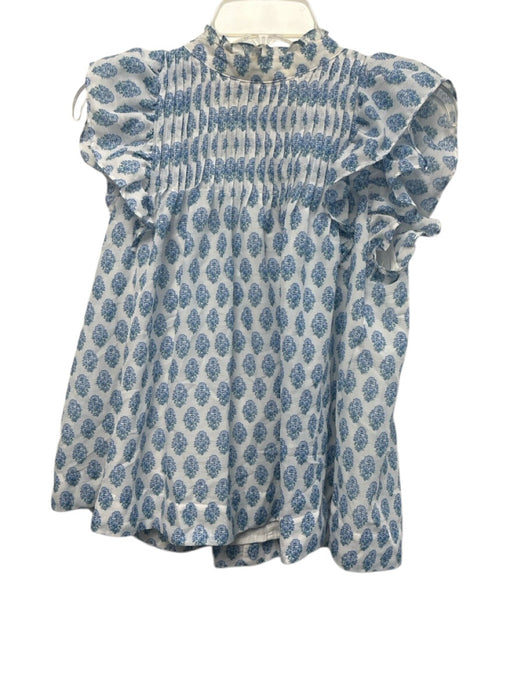 J. Marie Size XS White, Blue, Green Poly Silky Ruffle Cap Sleeve Pintuck Top White, Blue, Green / XS