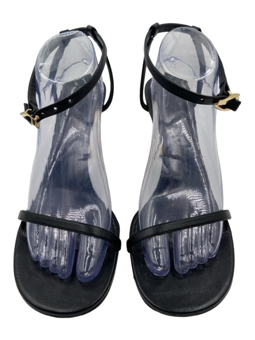 Givenchy Shoe Size 42 Black & Gold Leather Open Toe & Heel Ankle Strap Pumps Black & Gold / 42