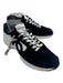 Chanel Shoe Size 41.5 Navy & white Suede Quilted Perforated Lace Up Sneakers Navy & white / 41.5