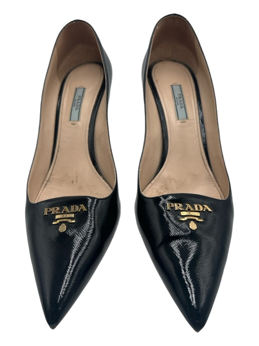 Prada Shoe Size 41 Black Saffiano Leather Pointed Toe Closed Heel Stiletto Pumps Black / 41