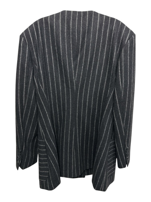 the kemist Size 18 Black & Gray Wool Blend Pinstripe Wide Leg Blazer Pant Set Black & Gray / 18