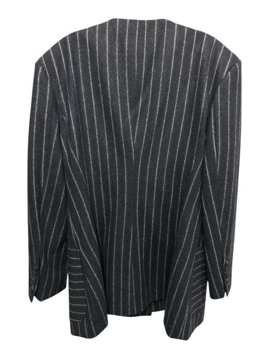 the kemist Size 18 Black & Gray Wool Blend Pinstripe Wide Leg Blazer Pant Set Black & Gray / 18
