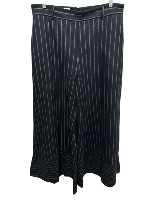 the kemist Size 18 Black & Gray Wool Blend Pinstripe Wide Leg Blazer Pant Set Black & Gray / 18
