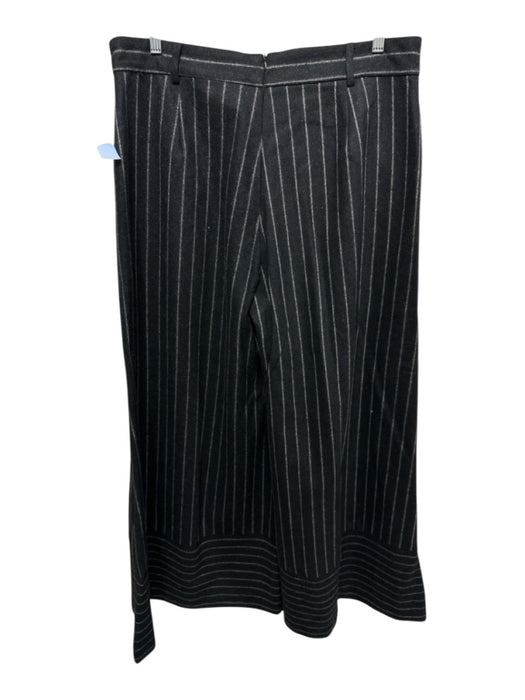 the kemist Size 18 Black & Gray Wool Blend Pinstripe Wide Leg Blazer Pant Set Black & Gray / 18
