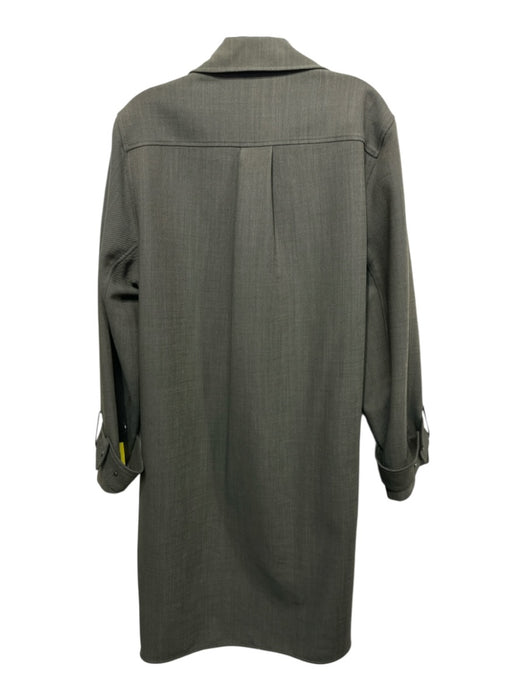 COS Size 10 Army Green Wool Blend Long Sleeve Twill Snap Button Front Dress Army Green / 10