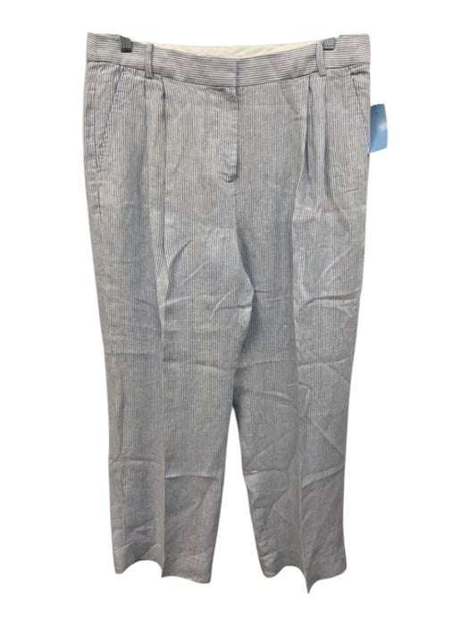 Banana Republic Size 14 White & Blue Linen Pinstripe Side Button Blazer Pant Set White & Blue / 14