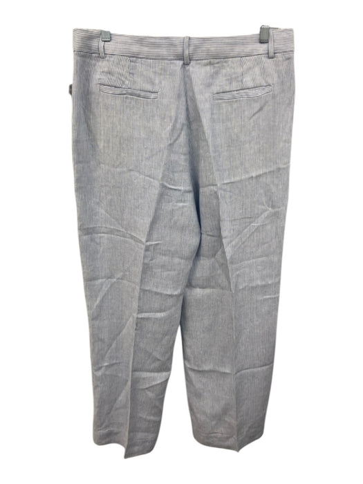 Banana Republic Size 14 White & Blue Linen Pinstripe Side Button Blazer Pant Set White & Blue / 14