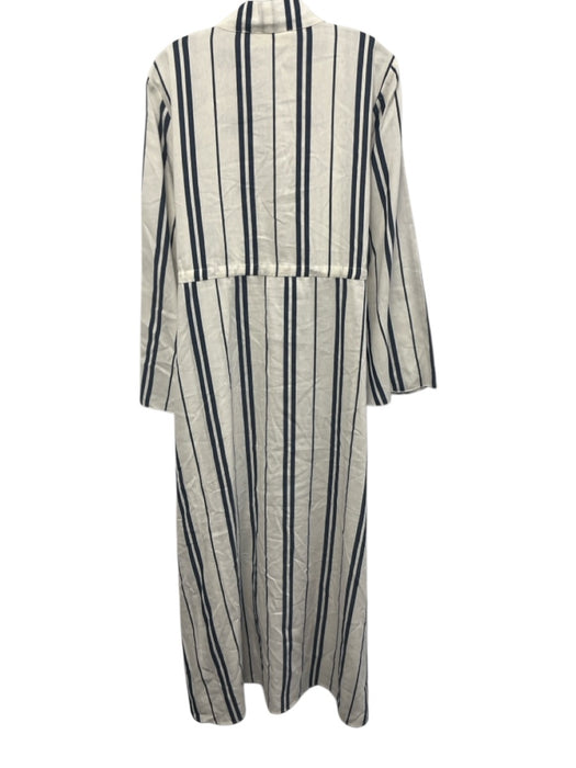 Destree Size Medium Blue & White Cotton Blend Long Sleeve Button Front Dress Blue & White / Medium