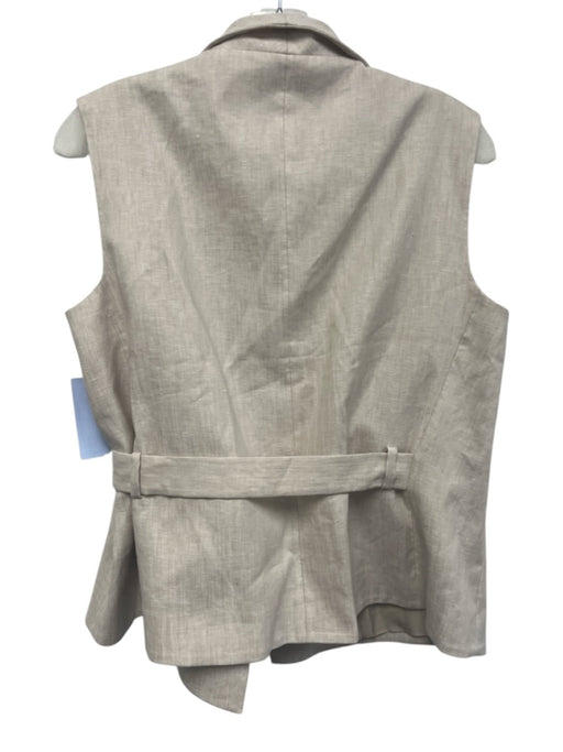 COS Size 12 Beige Linen High Rise Sleeveless Wrap Wide Leg Pant Set Beige / 12