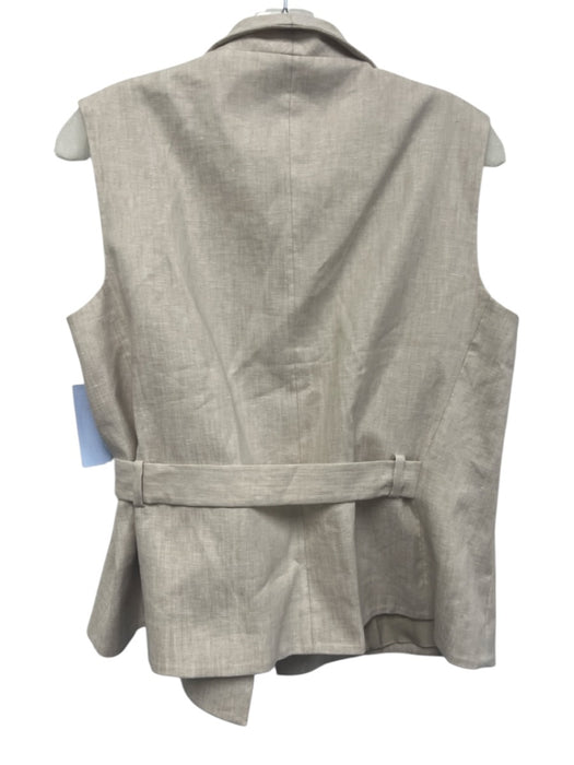 COS Size 12 Beige Linen High Rise Sleeveless Wrap Wide Leg Pant Set Beige / 12