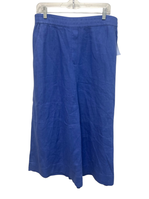 COS Size 12 Blue Linen Elastic Detail Wide Leg Pants Blue / 12