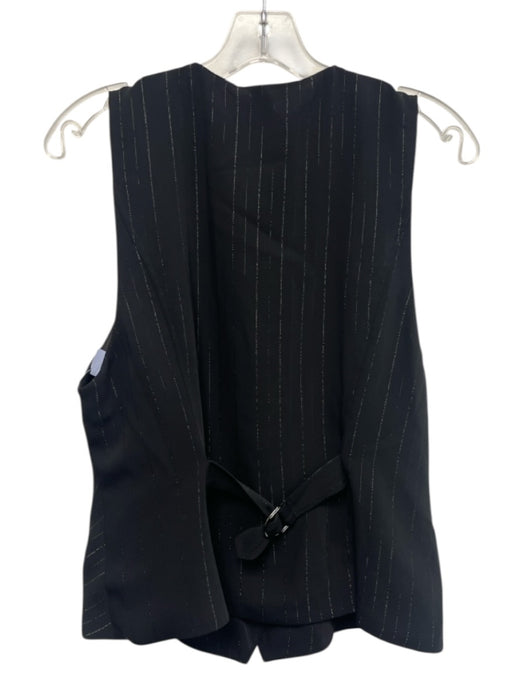 Ramy Brook Size 16 Black Polyester Trouser Buttons Metallic Thread Pants Set Black / 16