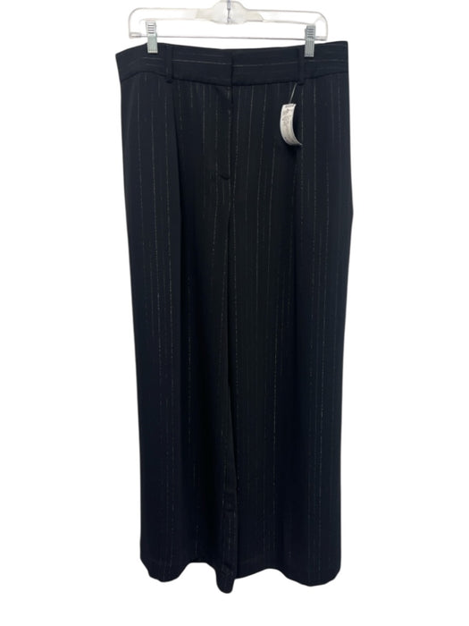 Ramy Brook Size 16 Black Polyester Trouser Buttons Metallic Thread Pants Set Black / 16