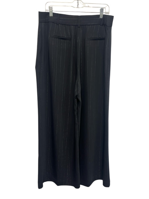 Ramy Brook Size 16 Black Polyester Trouser Buttons Metallic Thread Pants Set Black / 16