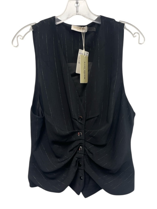 Ramy Brook Size 16 Black Polyester Trouser Buttons Metallic Thread Pants Set Black / 16