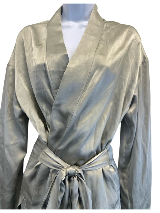 iKKim'O Size M/L Gray Silk Elastic Waist Wide Leg Frayed Pants Gray / M/L