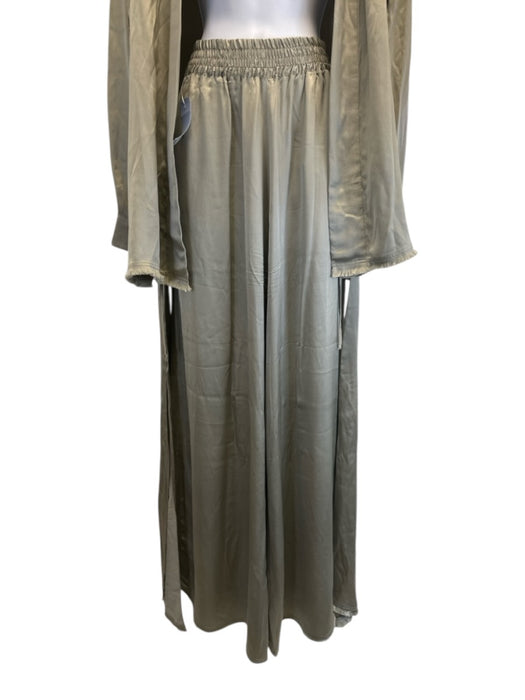 iKKim'O Size M/L Gray Silk Elastic Waist Wide Leg Frayed Pants Gray / M/L