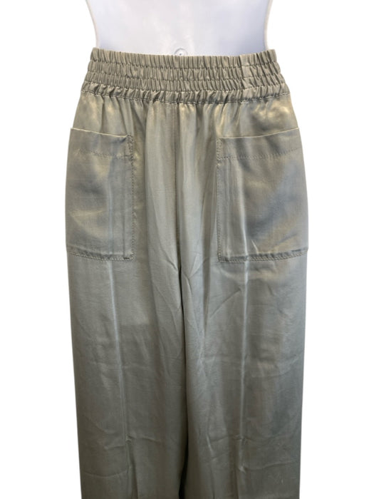 iKKim'O Size M/L Gray Silk Elastic Waist Wide Leg Frayed Pants Gray / M/L