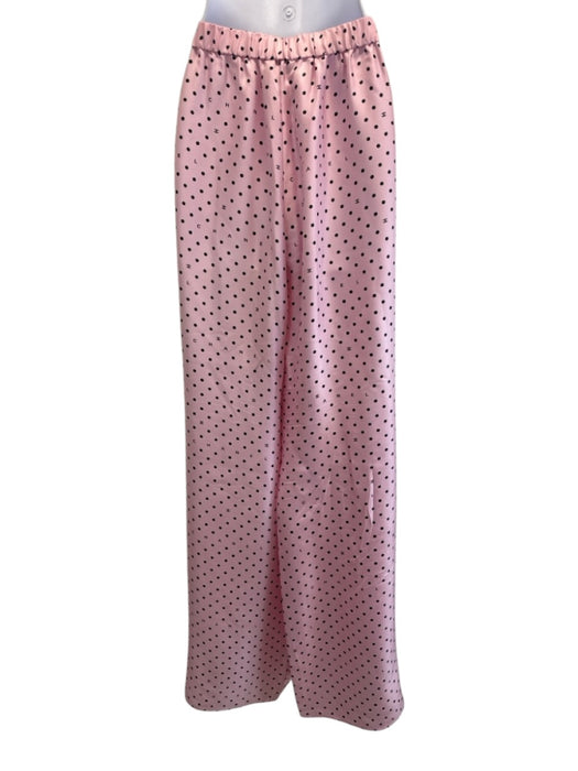 Chanel Size 46 Pink & Black Silk Polka Dots Elastic Waist Vest Pants Set Pink & Black / 46
