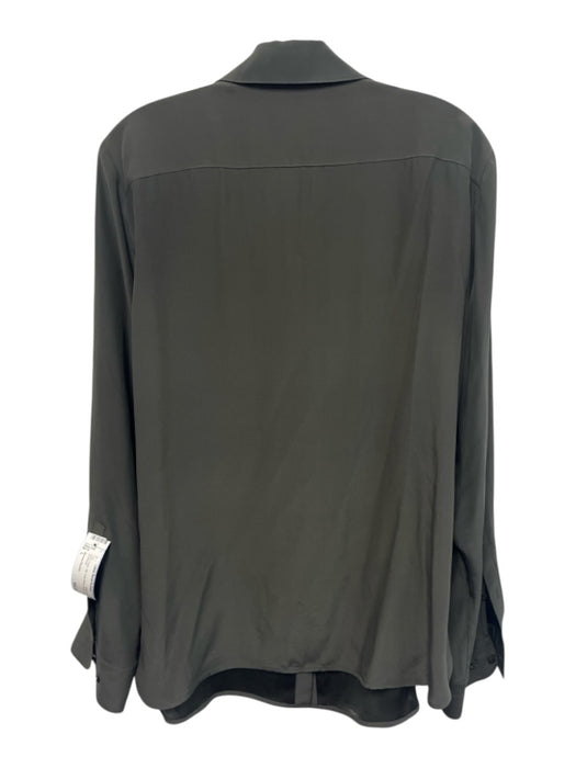 Banana Republic Size L Dark Green Silk Long Sleeve Button Up Top Dark Green / L